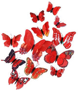 3D Wall Decoration Butterflies 12 Pieces | Wall Butterflies | Butterfly Wall Stickers | Red
