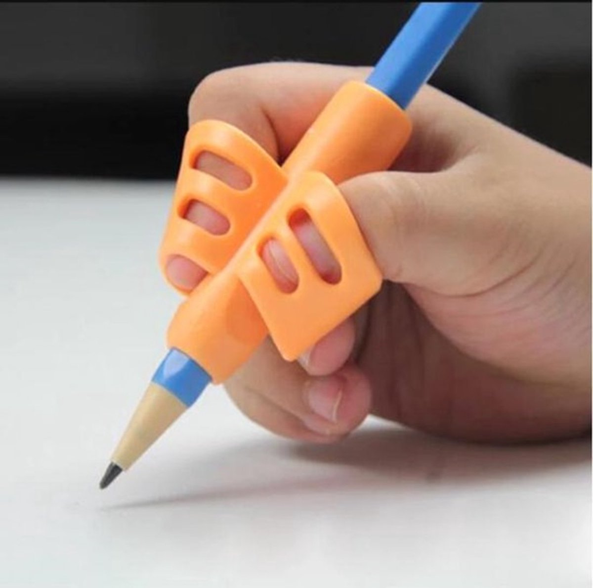 Pencil Grips | Finger Grip Writing Aids for Children & the Elderly | Pencil Holder | Pen Holder | Writing Aids | 1 Piece | Orange