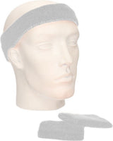 Set of light grey sweatbands - Light grey sports day set of wrist and head sweatbands