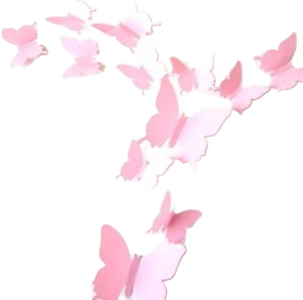3D Wall Decoration Butterflies 12 Pieces | Wall Butterflies | Butterfly Wall Stickers | Solid Wall Stickers | Pink