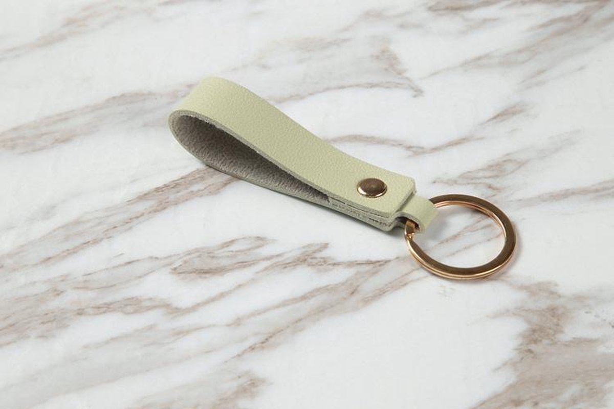 Faux leather keychain mint green