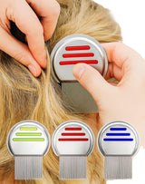 Set of 3 Lice Combs | Lice Brush | Flea Comb | Nits Comb | Dust Comb | Lice Remover | Stainless Steel | Green, Blue & Red