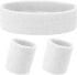Headband + 2 Wristbands | Sweatband Set | Sweatbands | Head and Wrist Sweatband | Sports Bands | White