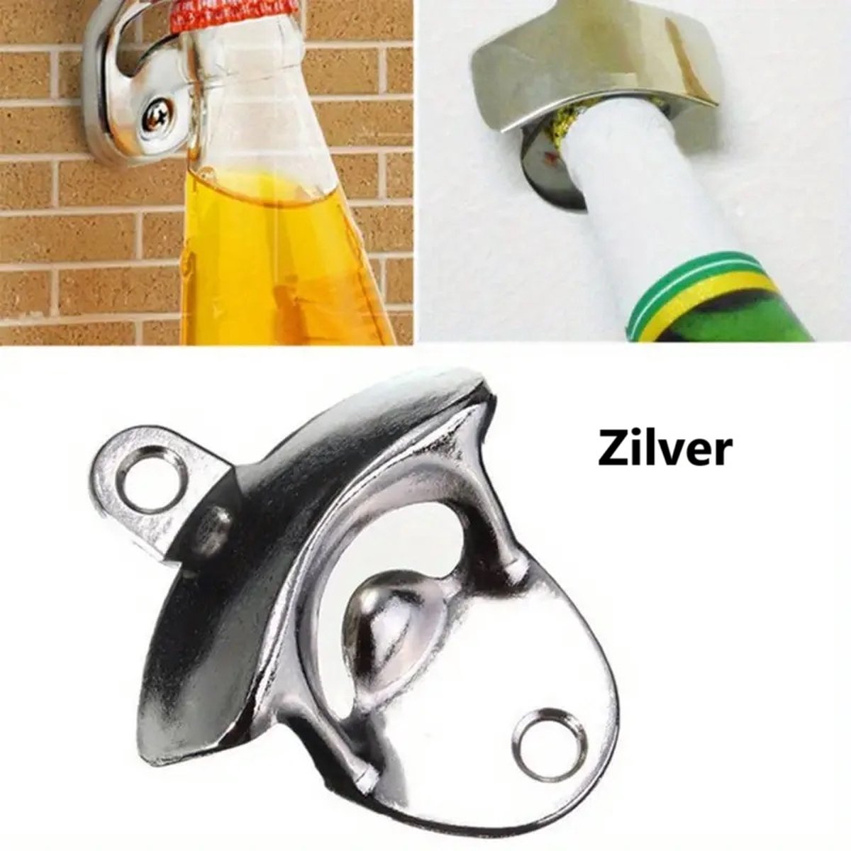 Wall Bottle Opener | Wall Bottle Opener | Wall Bottle Opener | Includes 2 Screws | Silver
