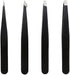 4-Piece Eyebrow Plucking Tweezers Set | Eyebrow Hair Removal | Tweezers | Facial Hair Removal | Black