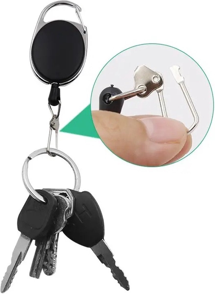 Trouser Clip Keychain | Retractable | For Cards | Card Holder | Card Hanger | 80 CM | Stainless Steel
