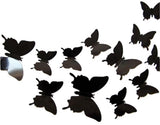 3D Wall Decoration Butterflies 12 Pieces | Wall Butterflies | Butterfly Wall Stickers | Solid Wall Stickers | Black