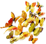 3D Wall Decoration Butterflies 12 Pieces | Wall Butterflies | Butterfly Wall Stickers | Yellow