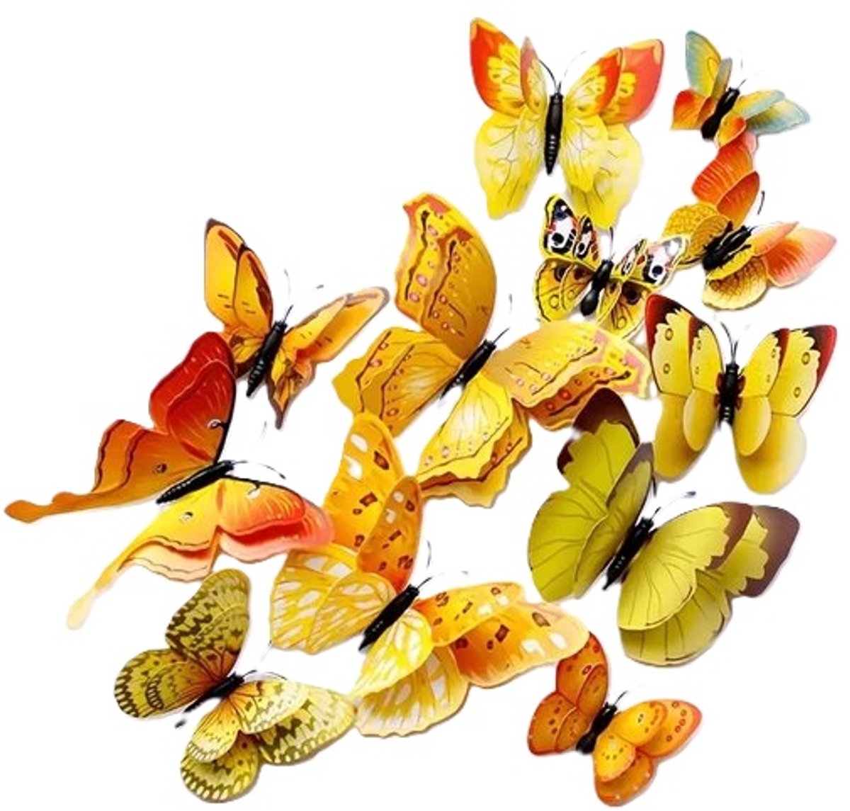 3D Wall Decoration Butterflies 12 Pieces | Wall Butterflies | Butterfly Wall Stickers | Yellow