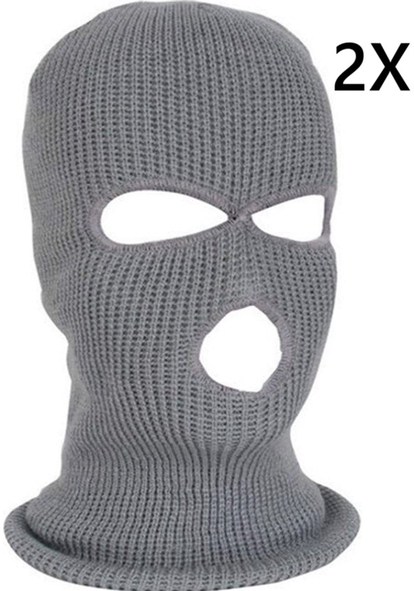 2x Facemask I Sports hat I Three-hole hat I Ski hat I Bivouac I Balaclava I One Size I Gray
