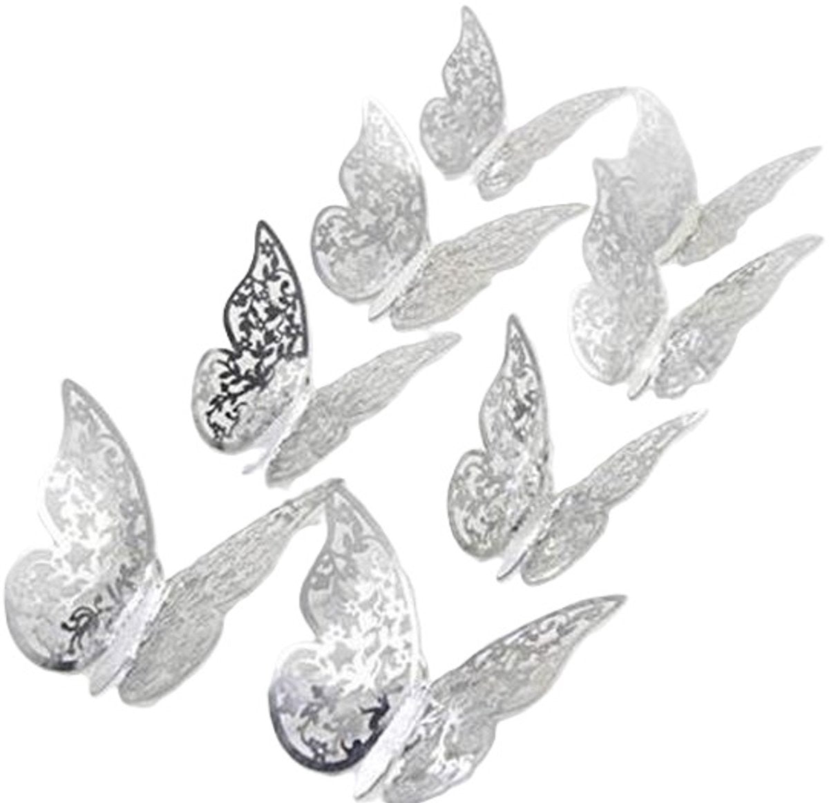 3D Wall Decoration Butterflies 12 Pieces | Wall Butterflies | Butterfly Wall Stickers | Solid Wall Stickers | Silver