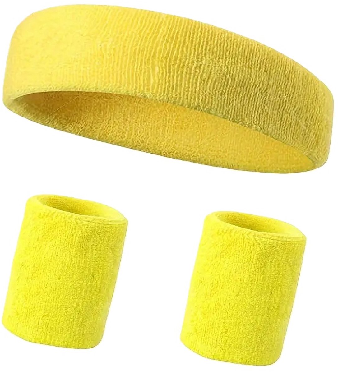 Set of Headband & 2x Wristbands Set | Sweatband | Sweatbands | Head and Wrist | Sports Bands | Yellow
