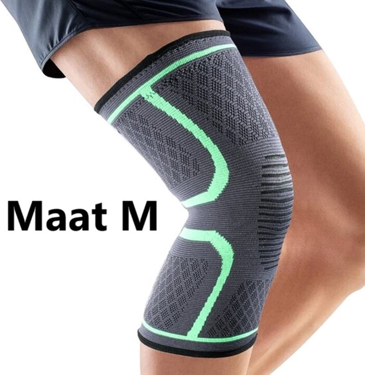 Compression Knee Brace | Knee Support | Knee Protector | Knee Bandage | Knee Support | 1 Piece | Black Green | Size M