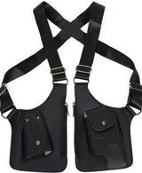 Shoulder bag with shoulder strap - leather shoulder pads - concealed leather wallet under the arm - adjustable pickpocket - accessories with double pockets, unisex leather protection