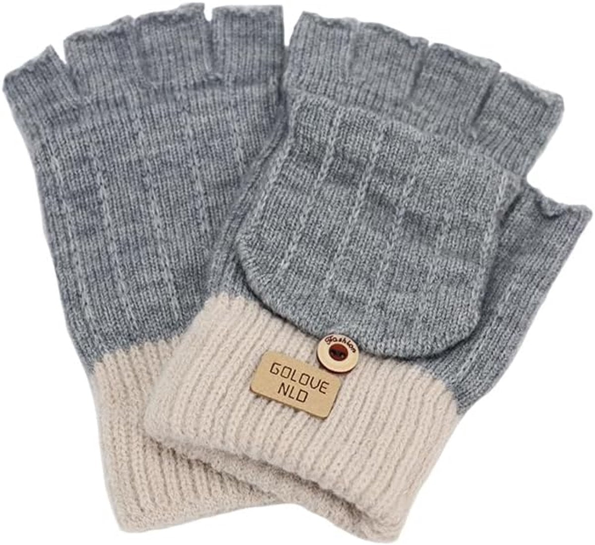 Stylish fingerless winter gloves for women - with finger protectors - plain unisex warm student gloves