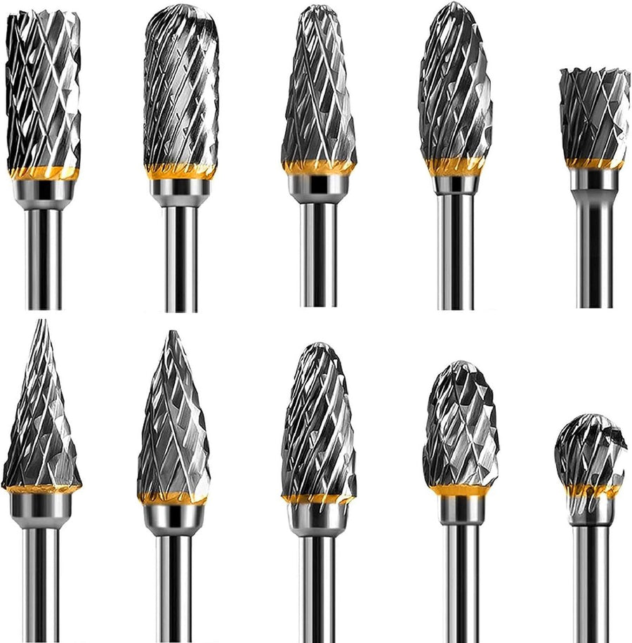 Double-sided carbide rotary cutter - Carbide rotary cutter set - 1/8" shank cutters, drill bits, DIY woodworking, engraving, metal polishing, engraving and drilling