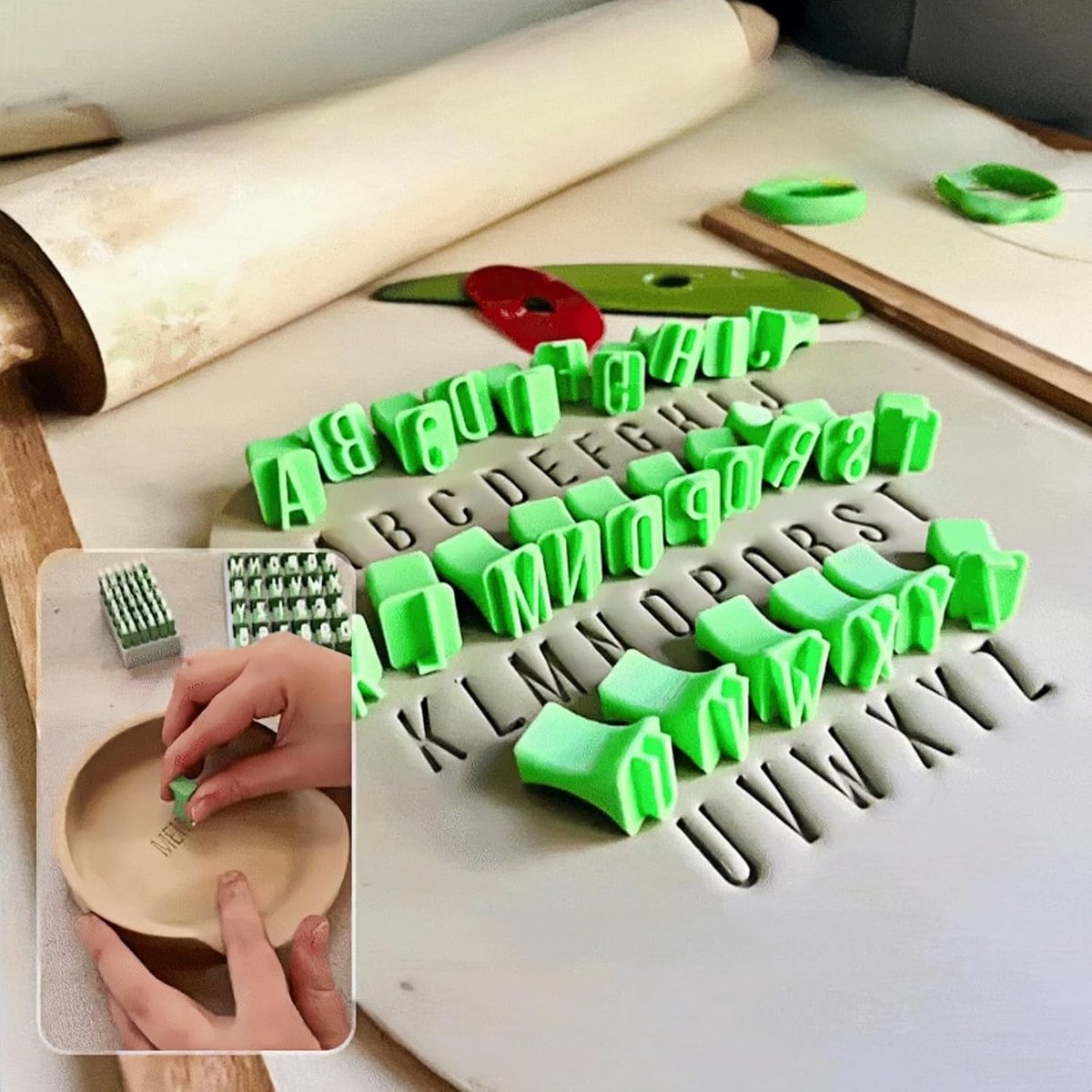 Alphabet Stamps – Lowercase letters, for clay pots/fondant, DIY, 26 alphabet book