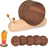 Wooden coasters - Natural acacia wood coasters - Cute and fun with stand - Modern home decor - Perfect for the coffee table - 7 x 7 cm - 5 pieces