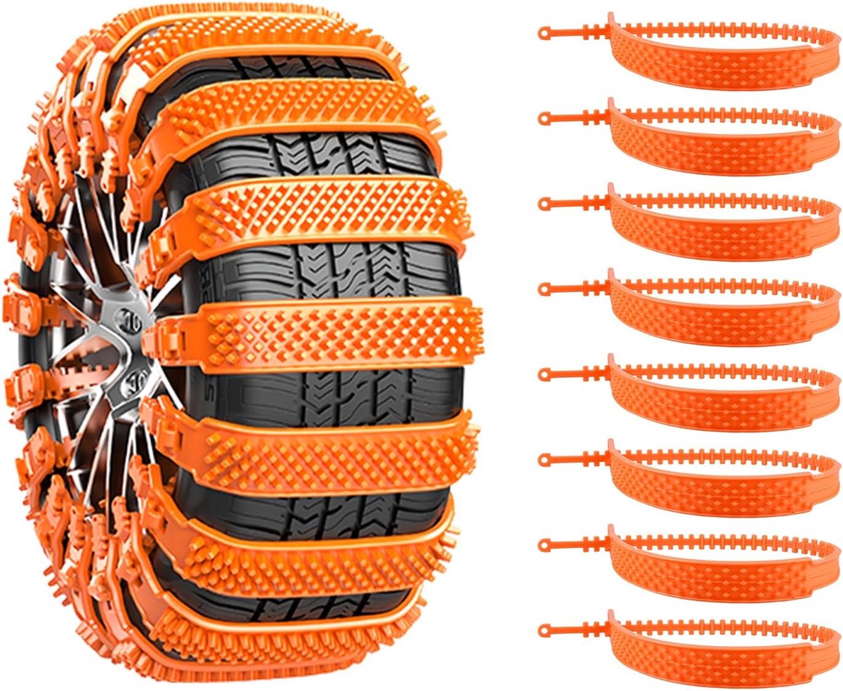 Snow Chain - Anti-slip for Car Tires - 8-pack - Reusable anti-slip cable ties - 88 x 4 cm - Adjustable tire chains - Suitable for cars, trucks, etc. - Universal snow chains - Anti-slip chains