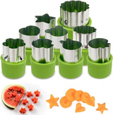 9-piece stamp set with fruit and vegetable cutter - Love heart, star, flower, and animal shapes - Creative mold - for baking, children's lunch, and decorating healthy snacks