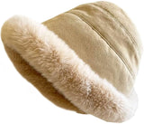 1 Women's Winter Hat - Hat - Cold Weather Extreme warmth and wind protection - Fleece-lined interior - Wide brim design - Thick insulated material for snow-beige