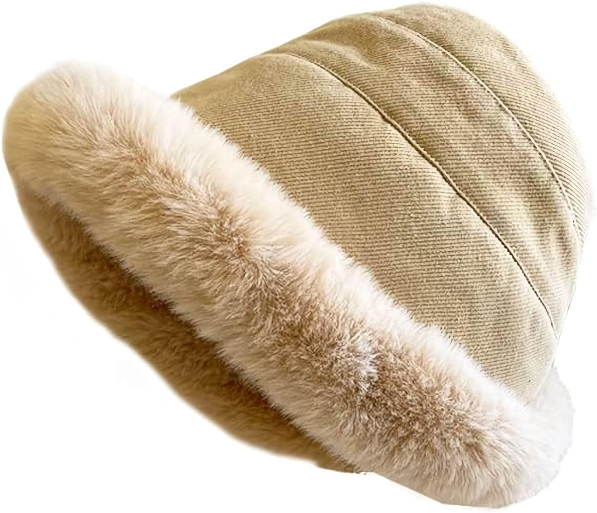 1 Women's Winter Hat - Hat - Cold Weather Extreme warmth and wind protection - Fleece-lined interior - Wide brim design - Thick insulated material for snow-beige