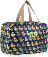 Women's toiletry bag - Large makeup bag - With handle - Waterproof - Portable - Suitable for camping and travel - Makeup bag with floral pattern