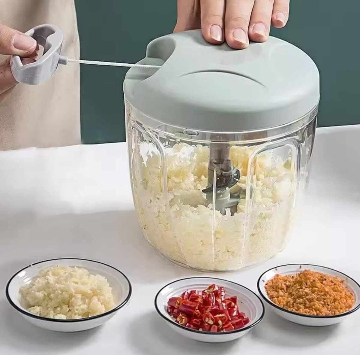 Manual food chopper-Vegetable slicer - Manual wire vegetable chopper Onion slicer for Vegetables and Fruit - 900 ml capacity - manually operated vegetable and meat grinder