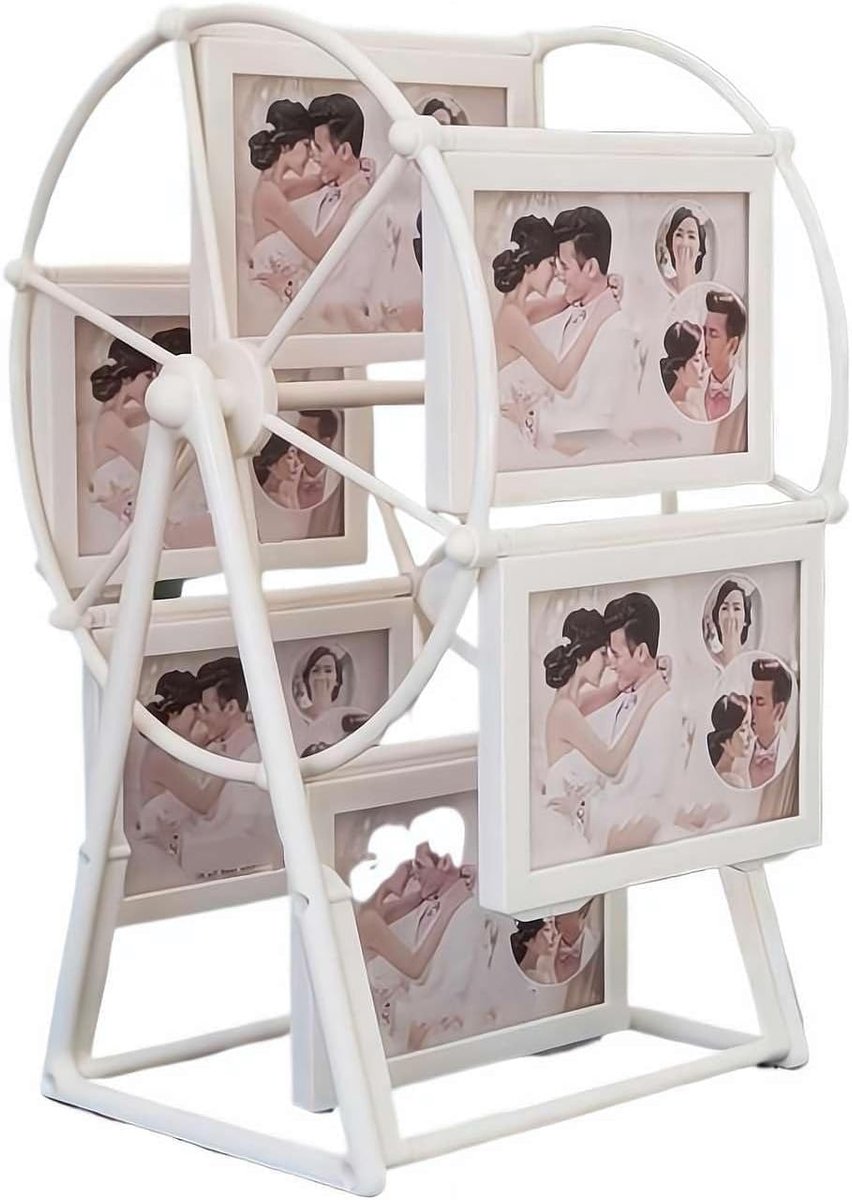 Rotating Photo Frame - 360° Rotating Base - Vintage Embossed Design - Vintage Bronze - Displays 12 Photos - Fits Standard 10x15cm & 12x18cm Prints - Perfect Gift for Wedding, Birthday, Home Decor
