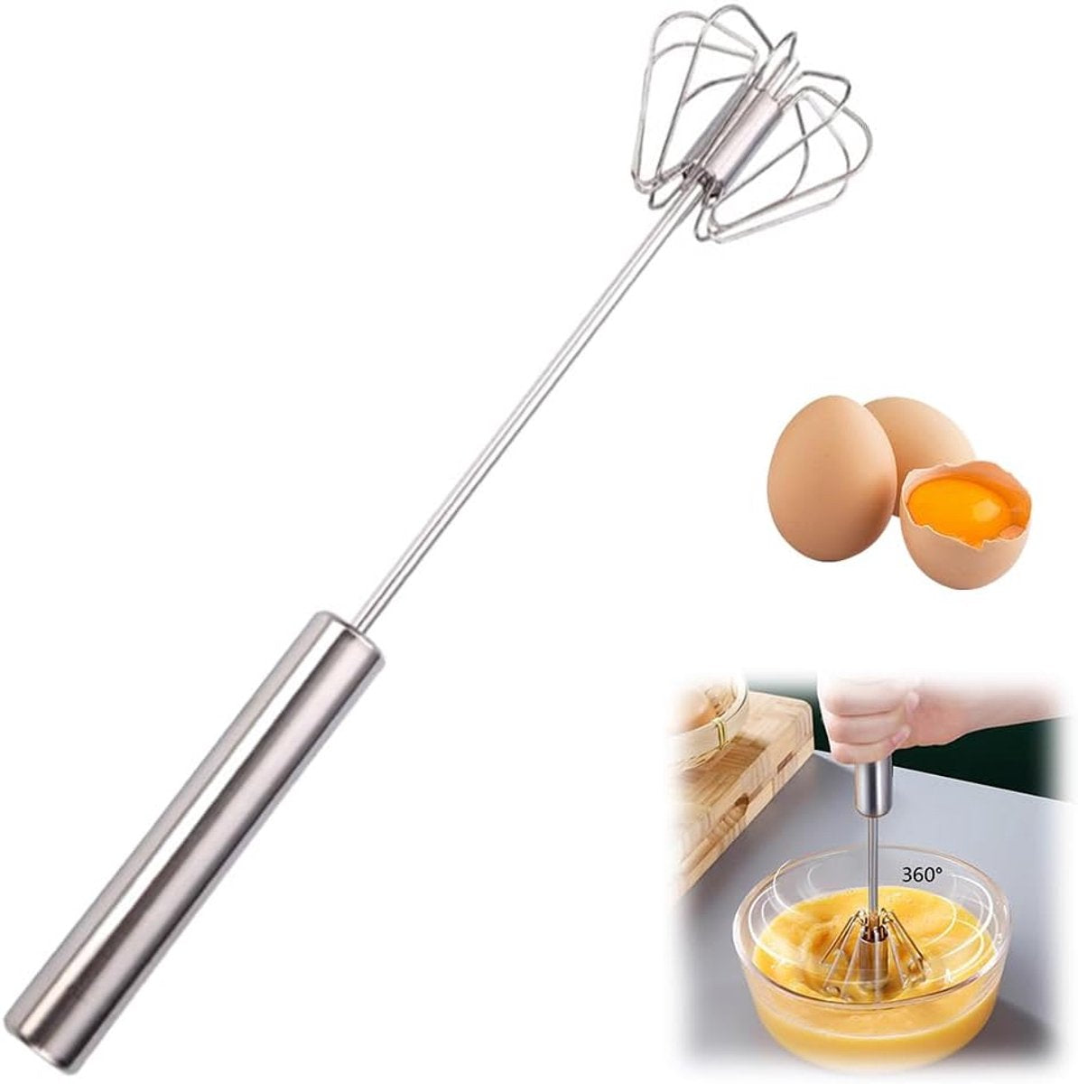 Egg whisk - Egg beater - Whipped cream whisk - Mini whisk - Milk frother - Manual - mixing, beating, whisking and stirring (25 cm)