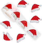 500 Christmas stickers on a roll - 3 cm red Santa hat - self-adhesive stickers for winter - for Christmas, envelopes, invitations, greeting cards, party supplies