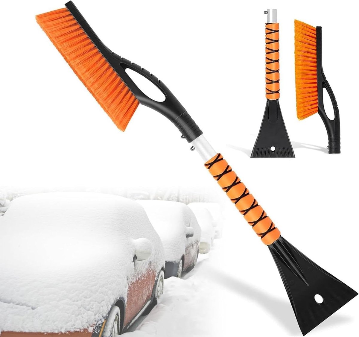 2-in-1 detachable snow brush and ice scraper - 27" ergonomic foam handle for effortless cleaning - Universal for cars and trucks