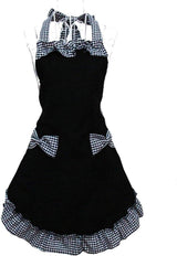 Kitchen Apron - Catering Apron - Pottery Apron - BBQ Apron - Painting Apron - Carpenter's Apron - flirty vintage aprons for womanly girls with pockets as a Mother's Day gift (black)