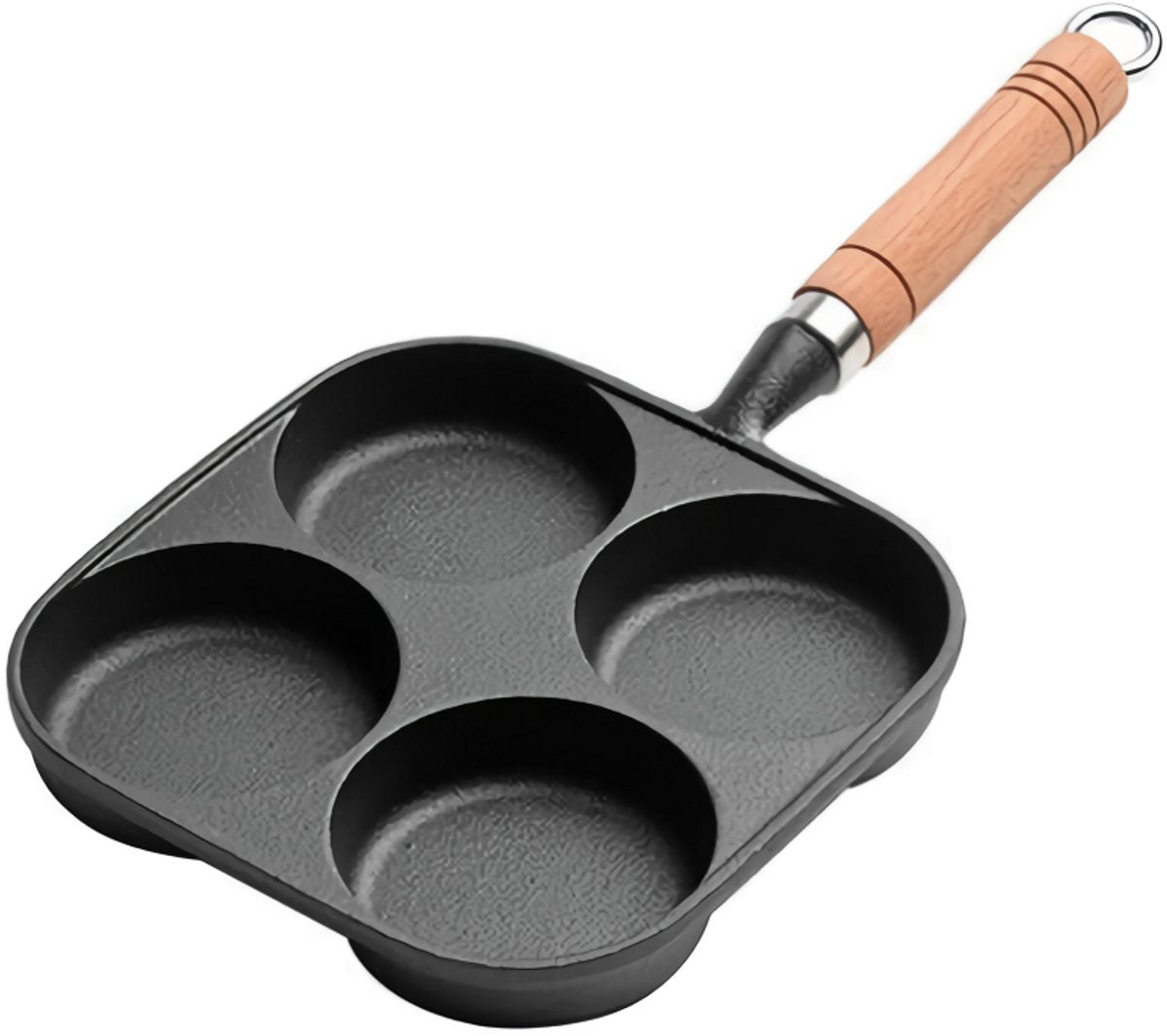 Four-pan 18 cm - Cast Iron - Natural Non-Stick Coating - For Eggs & Hamburgers