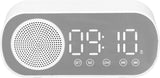 Bluetooth speaker alarm clock - with LED mirror display, radio, weather forecast - two high-volume alarms - suitable for deep sleepers - white