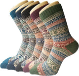 house socks-Warm winter socks for women - 5-pack - Retro design - Women's socks - Lounge socks - Socks - Warm women's socks - Premium pure cotton socks in regular size - One Size Fits All - Birthday - Mother's Day - Women's gift - Extra thick and warm