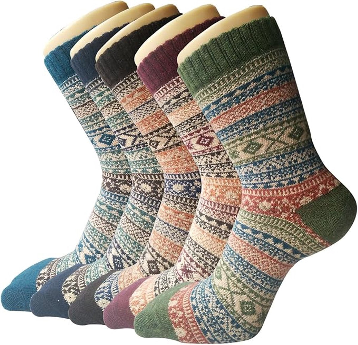 house socks-Warm winter socks for women - 5-pack - Retro design - Women's socks - Lounge socks - Socks - Warm women's socks - Premium pure cotton socks in regular size - One Size Fits All - Birthday - Mother's Day - Women's gift - Extra thick and warm