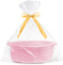 Gift basket with gift bag and ribbons - Small woven rope storage shelf - Empty gift baskets - Decorative birthday party storage box for cat, dog, pet with handles (pink)