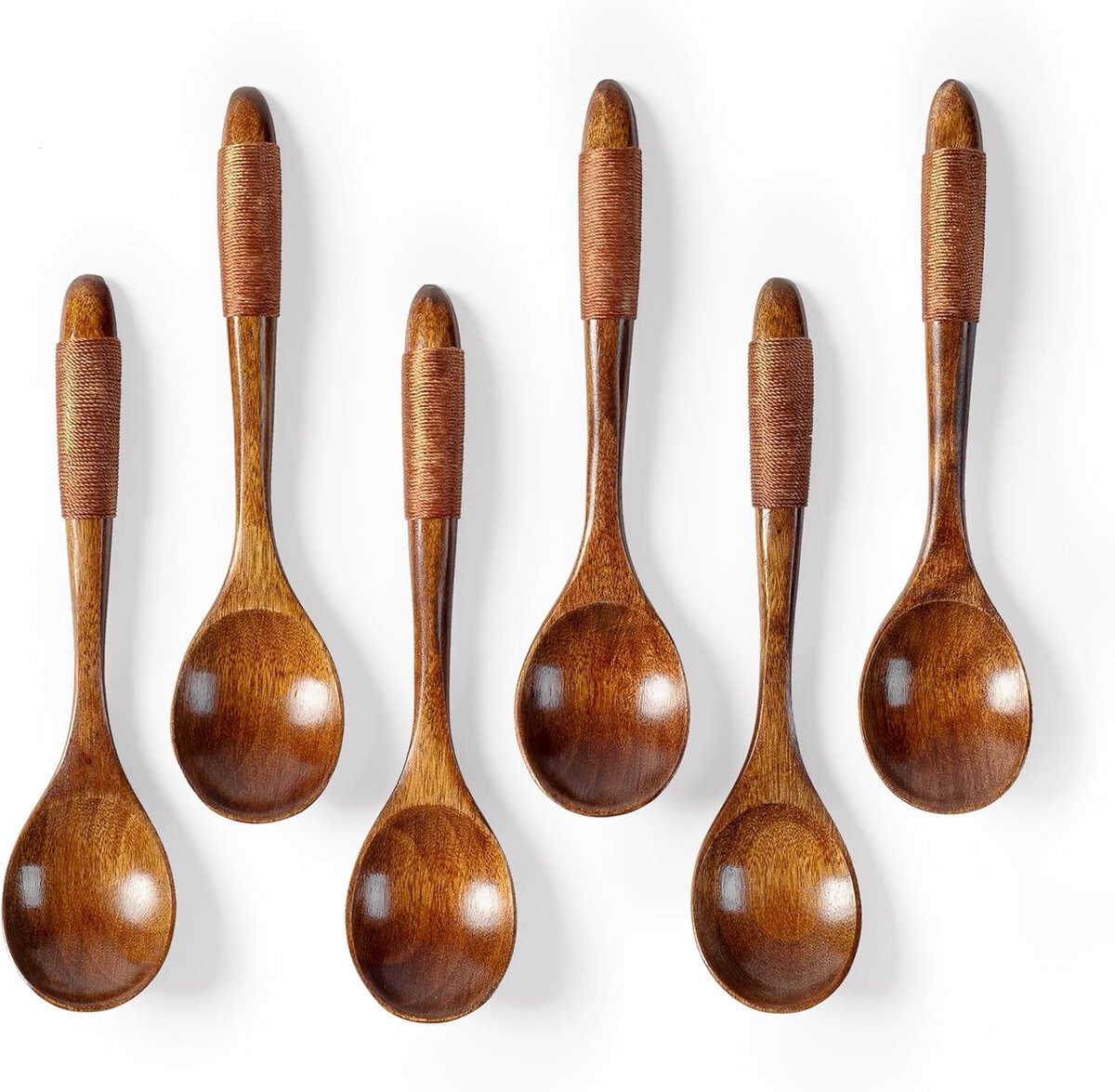 Wooden Spoons - 17cm Bamboo Spoons - Eco-friendly - Versatile Use - Perfect for Honey Jars & Jams (6-piece)