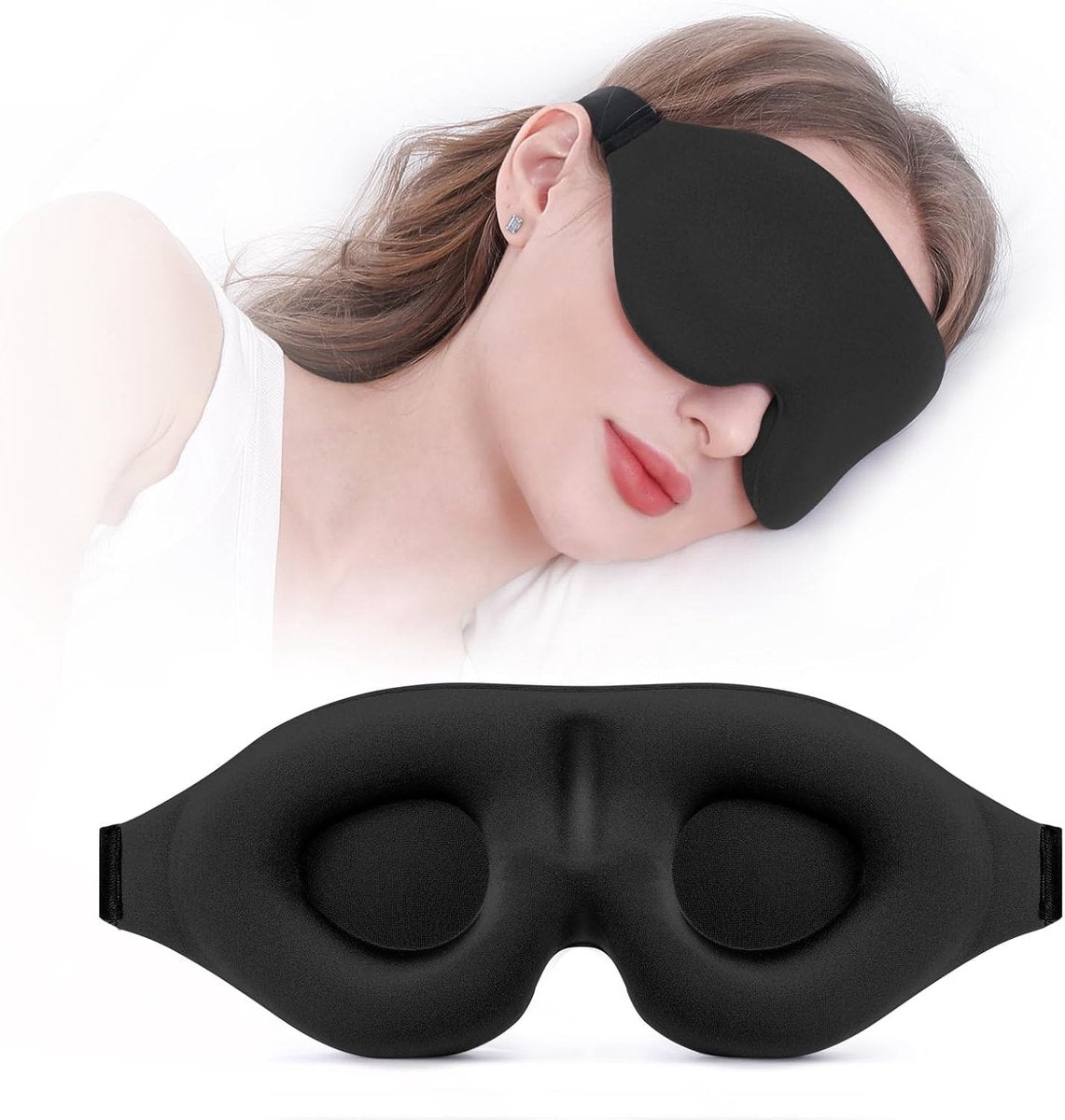 Sleep mask for side sleepers - sleep eye mask - fully light-blocking 3D sleep mask, soft breathable eye mask for women and men, relaxing blindfold for the night without pressure