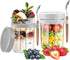 2-Pack Overnight Oatmeal Jars - With lid and spoon - 12 oz jars - For storing oatmeal overnight - With measuring lines - Large airtight jars - Also suitable for storing milk, fruit, and breakfast cereals (white + grey)