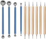 10-piece pointillism tool set - relief pens - tracing pens - suitable for rock painting, nail art, pottery, clay modeling, carbon transfer paper, decorations and DIY art and crafts (blue, wood)