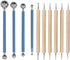 10-piece pointillism tool set - relief pens - tracing pens - suitable for rock painting, nail art, pottery, clay modeling, carbon transfer paper, decorations and DIY art and crafts (blue, wood)