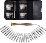 Screwdriver Set - 25-in-1 Repair Kit - Screwdriver Set with Protective Case - Professional Repair Kit for Mobile Phones, Laptops, and Glasses - Includes Torx, Y-, slotted, and triangle screwdrivers.