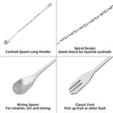 Cocktail Muddler & Stirrer - 25 cm 2-in-1 Bar Tool - Stainless Steel with Long Handle - For Mojitos and Fruit Drinks