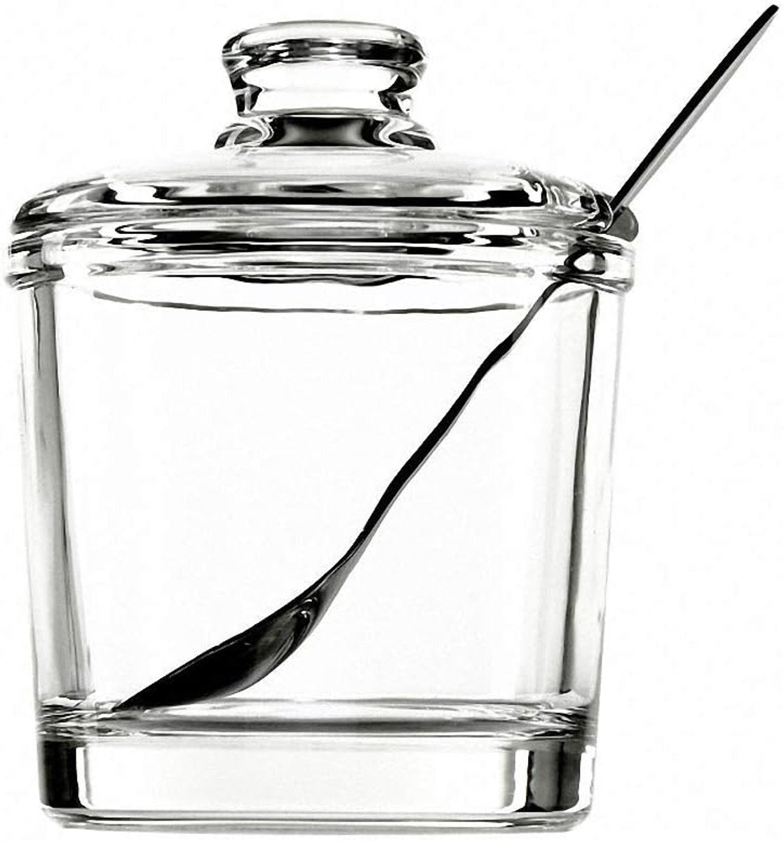 piece Classic clear glass sugar bowl with lid Serving spoon Salt shaker Pepper Storage jar Spice jar Dispenser container Sugar box Condiment Spice racks Home kitchen holder