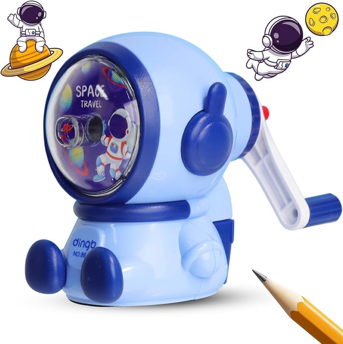 Manual pencil sharpener - Cute child-style stationery with a space theme - durable - easy to use - suitable for school, office, and home.
