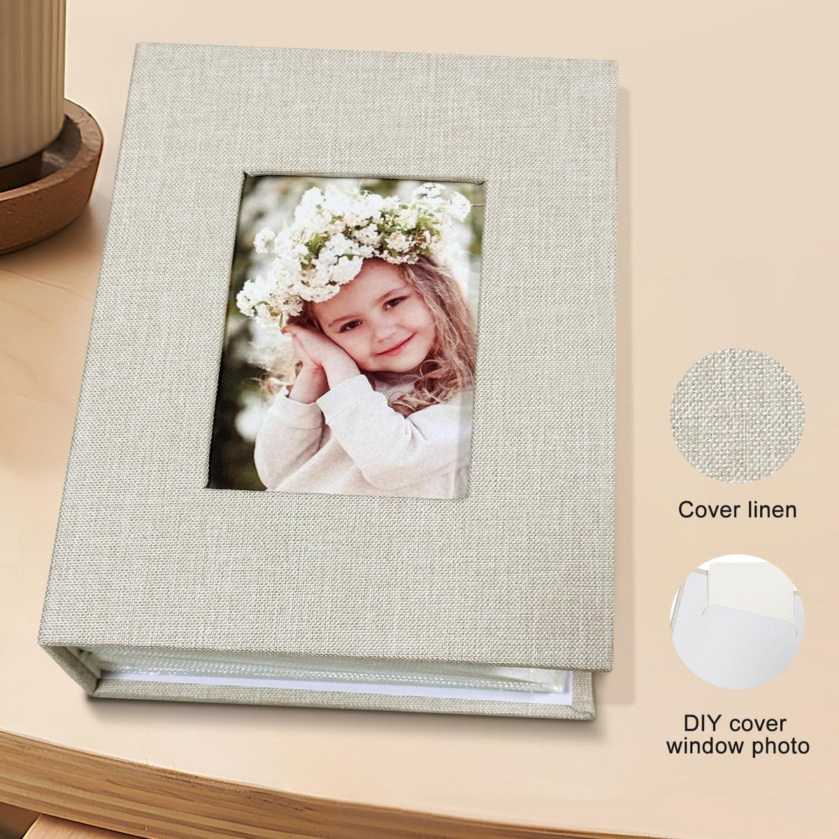 Photo album 4x6 – 100 compartments, linen cover, light grey
