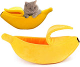 Banana-shaped pet bed - Creative dog and cat kennel - Warm and soft plush puppy mat - Cute fruit design for cats, kittens, and dogs - Available in various sizes (L)