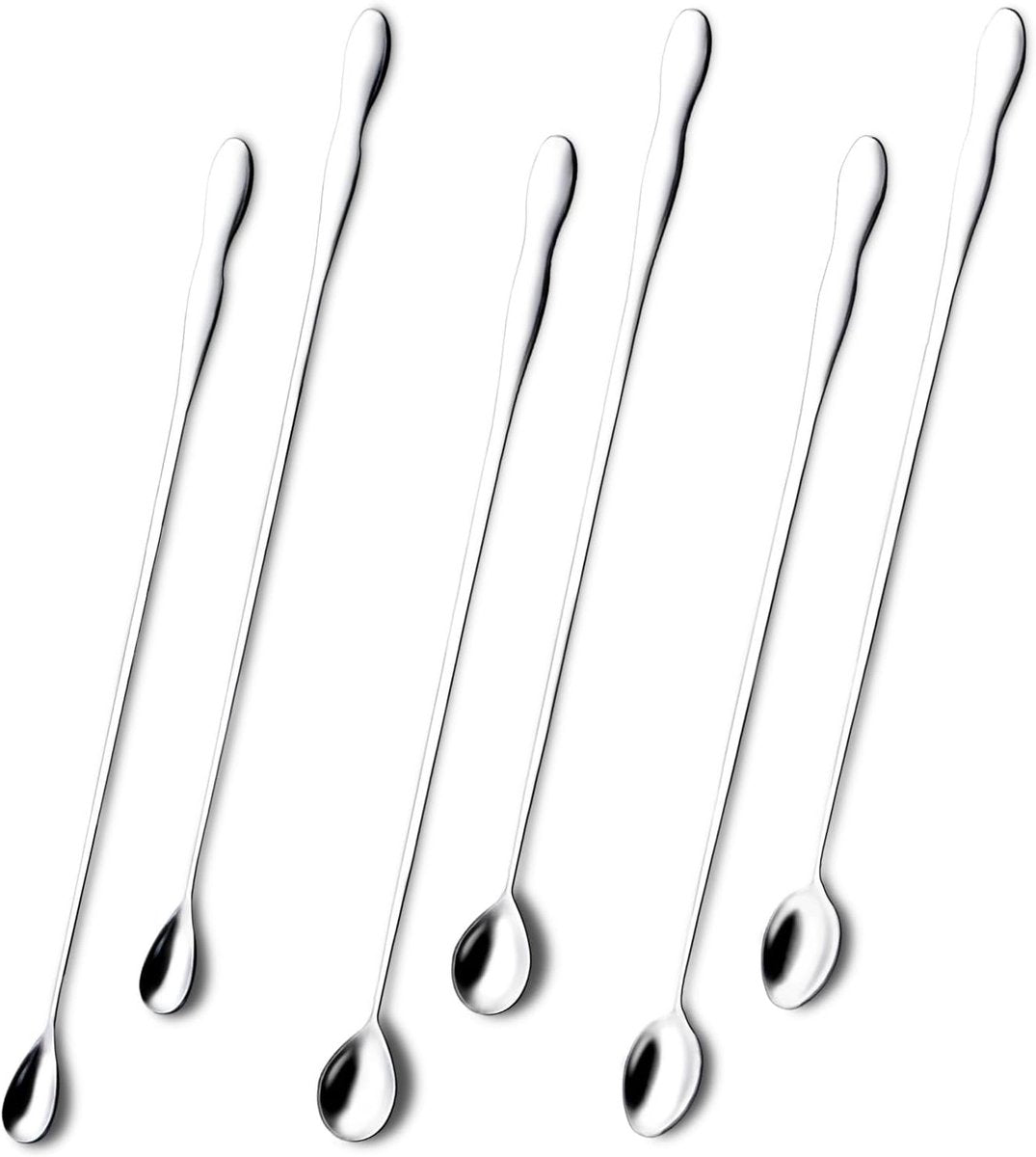 Coffee spoons - Iced tea spoons - Long-handled spoons - Stirring spoons for coffee, ice cream, and cocktails - Stainless steel stirrers - 32 cm dessert spoons (6-pack)
